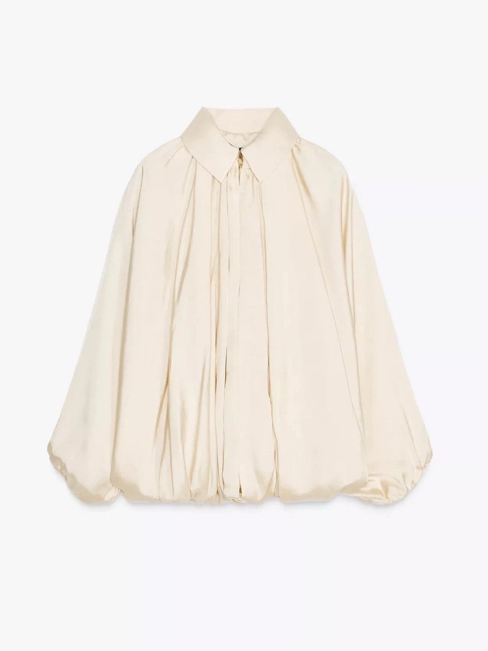 ZARA PUFFED BOMBER JACKET ZW COLLECTION Cream Balloon Sleeve